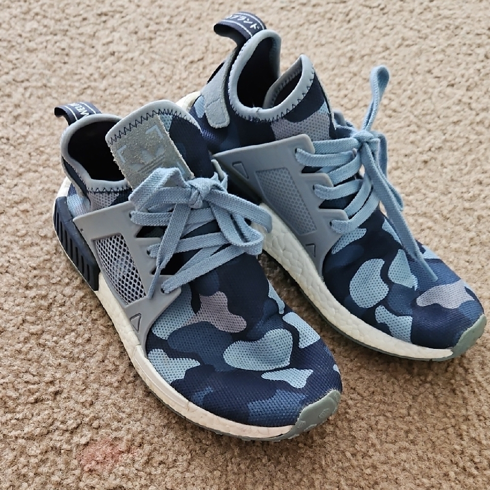 Womens Adidas NMD Blue and Black Camouflage Sneakers